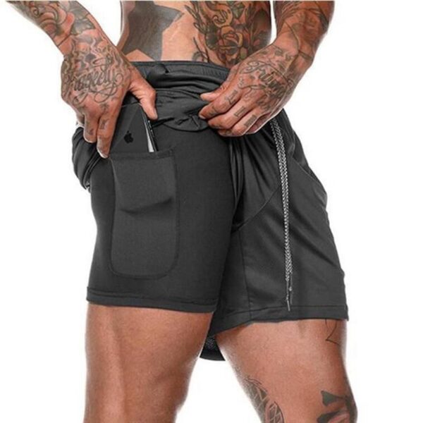 Running Shorts Men 2 In 1 Double-deck Quick Dry GYM  Fitness Jogging Workout  Pants - Image 2