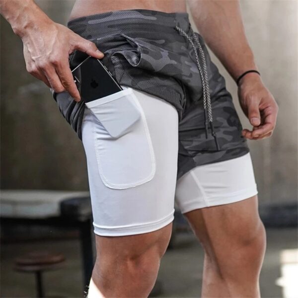 Running Shorts Men 2 In 1 Double-deck Quick Dry GYM  Fitness Jogging Workout  Pants - Image 4