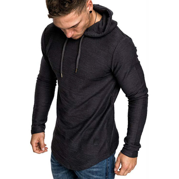 Men Hoodie Sweatshirt Casual Long Sleeve Slim Tops Gym T-shirt - Image 4