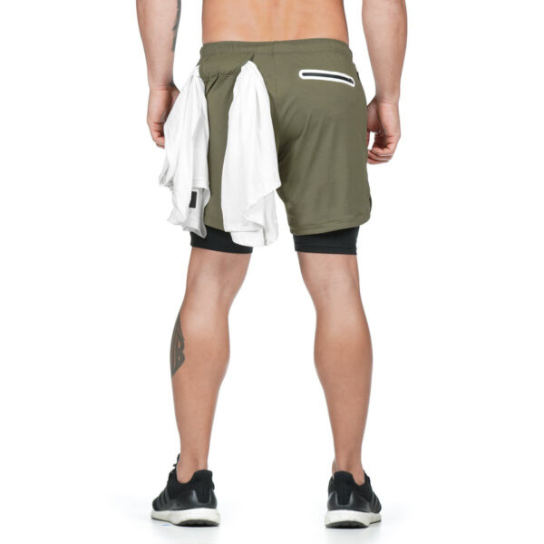 Running Shorts Men 2 In 1 Double-deck Quick Dry GYM  Fitness Jogging Workout  Pants - Image 3