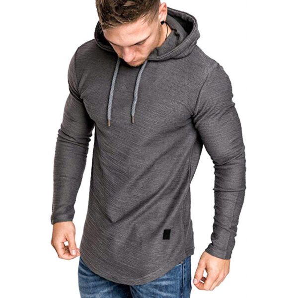 Men Hoodie Sweatshirt Casual Long Sleeve Slim Tops Gym T-shirt - Image 7