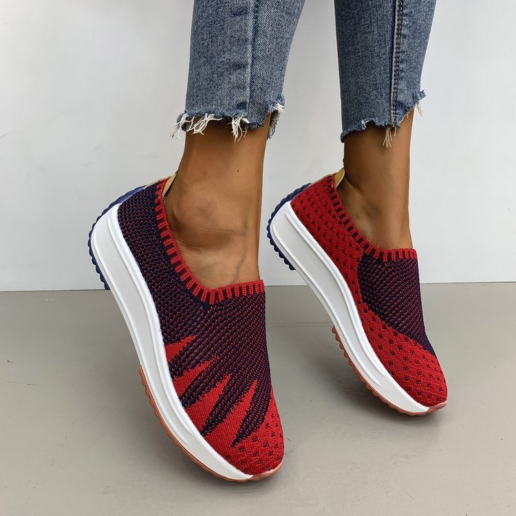 Flyknit Breathable Shoes Wedge Sneakers - Image 9
