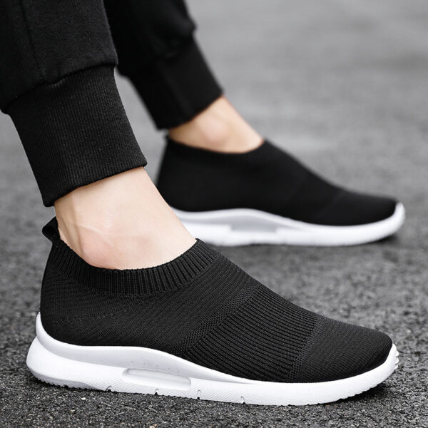 Flying Knit Sneakers Men's Mesh White Shoes Black Casual Sneakers - Image 5