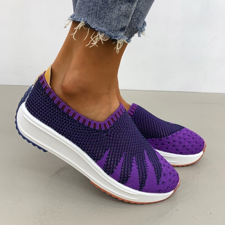 Flyknit Breathable Shoes Wedge Sneakers - Image 2